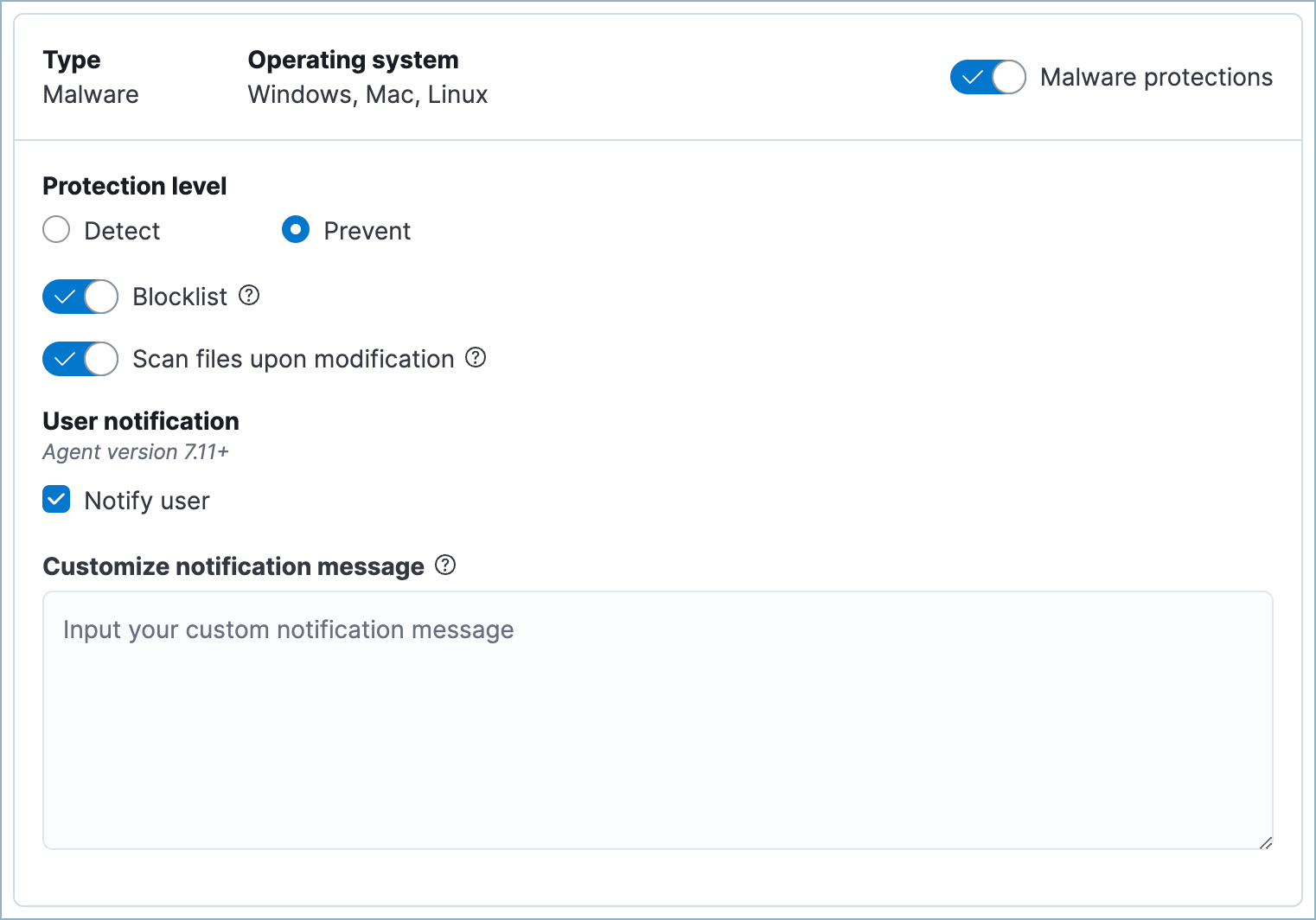 Detail of malware protection section.