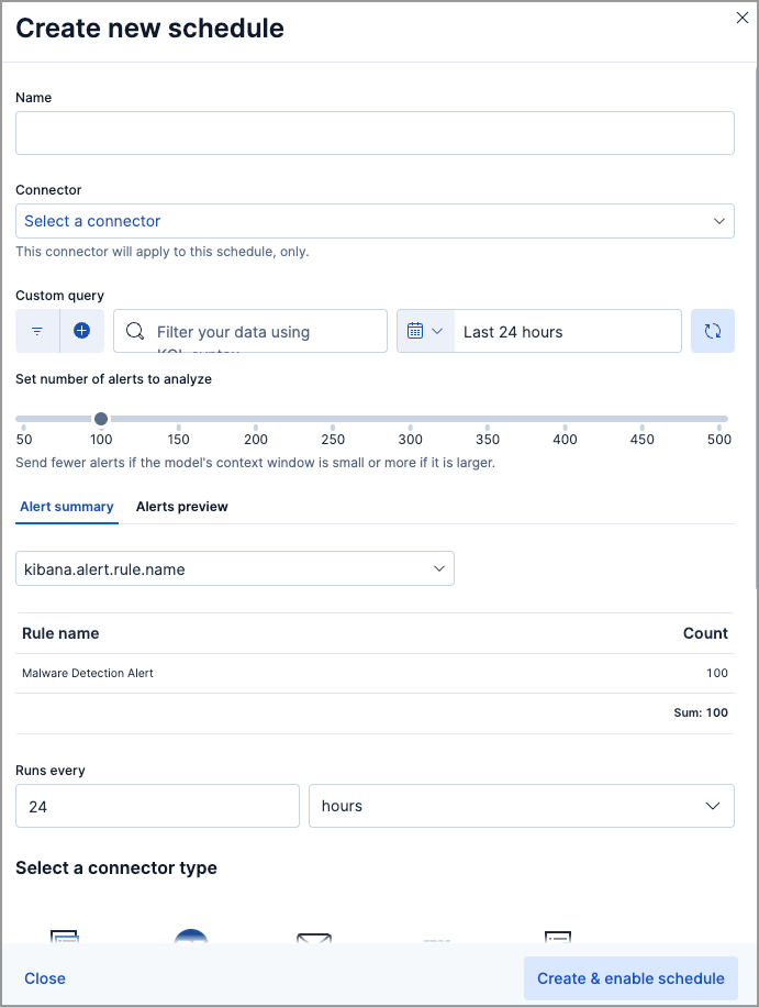 Create new schedule flyout