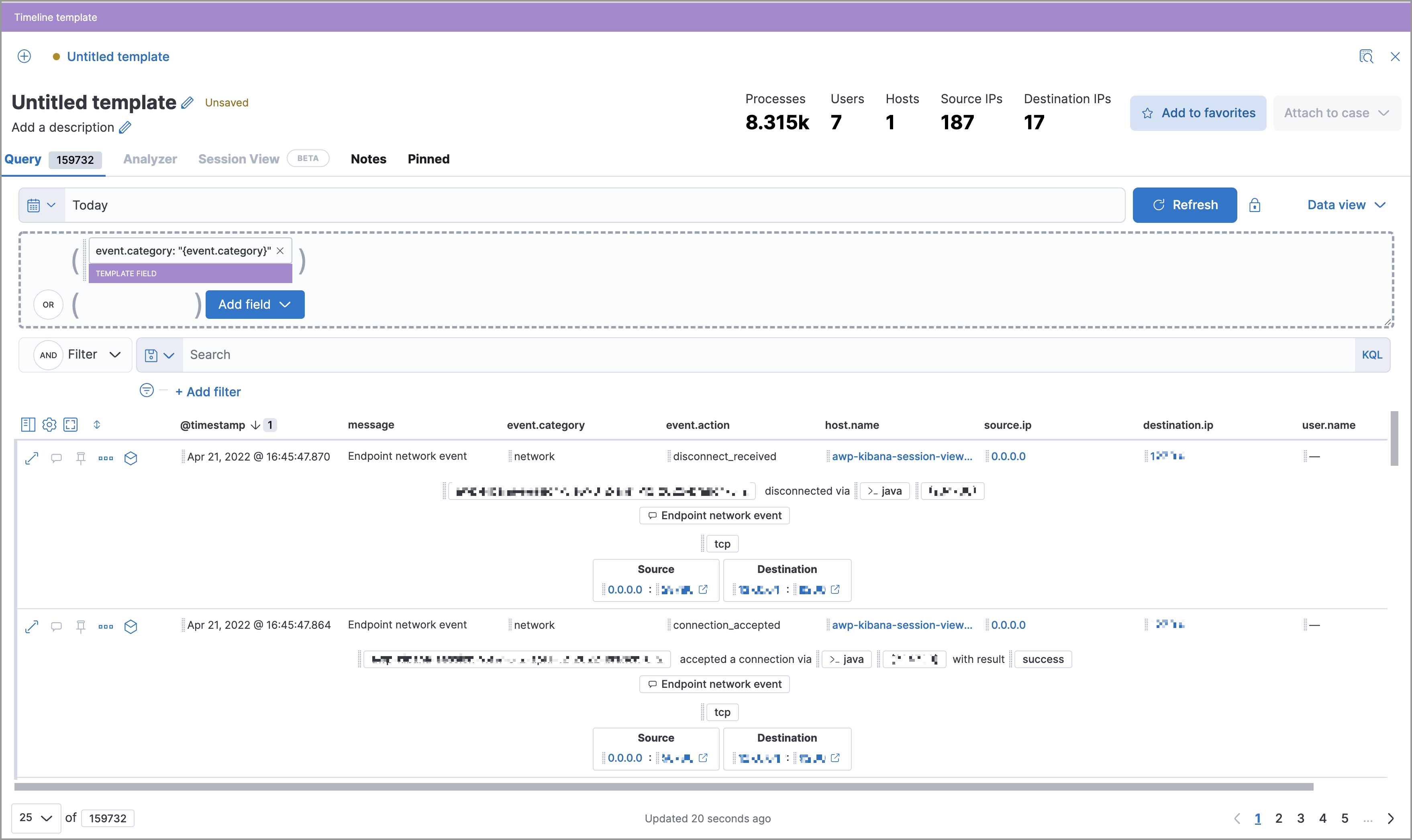 Shows an example of a Timeline filter