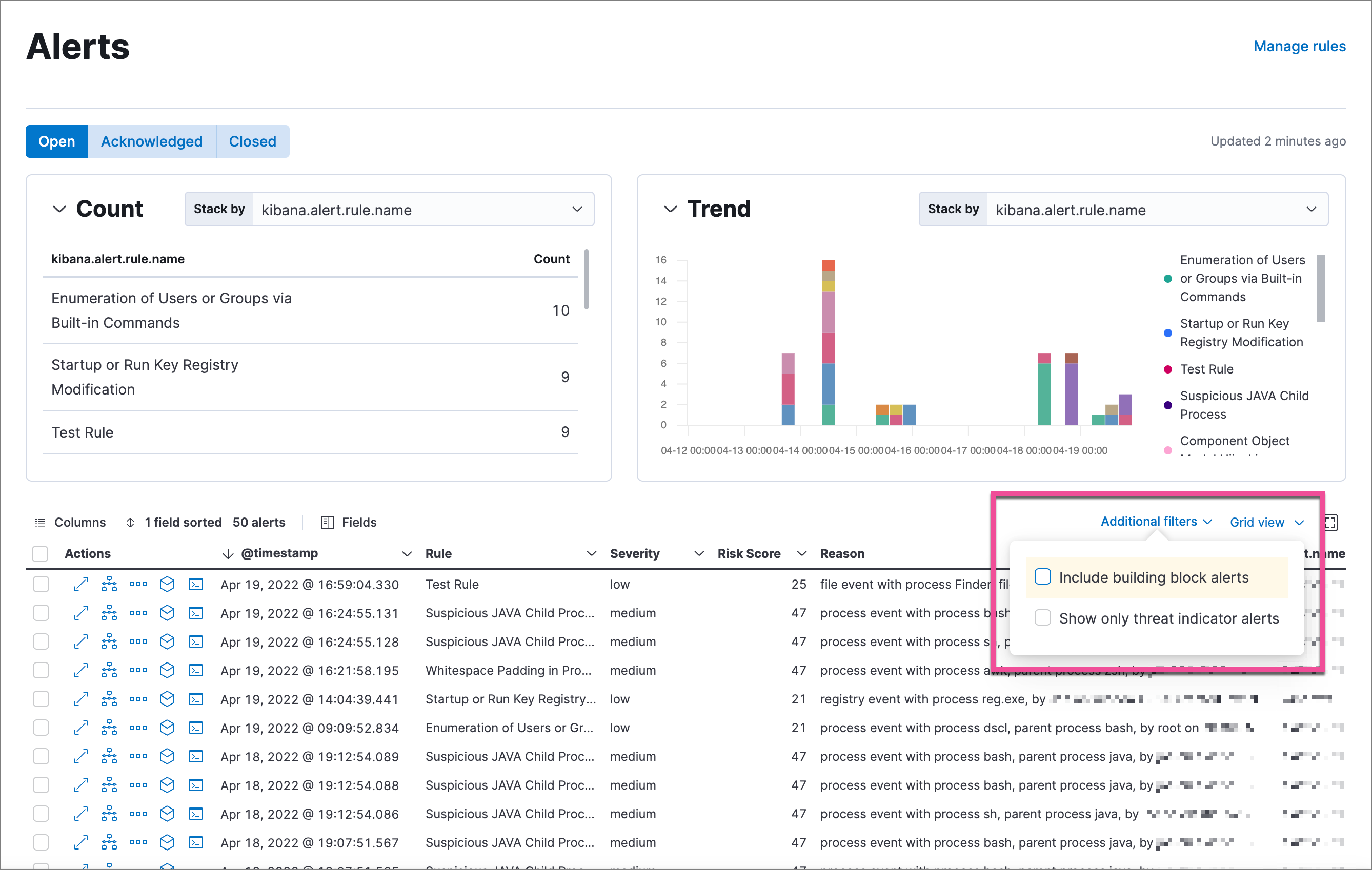 Shows multiple ways to filter information