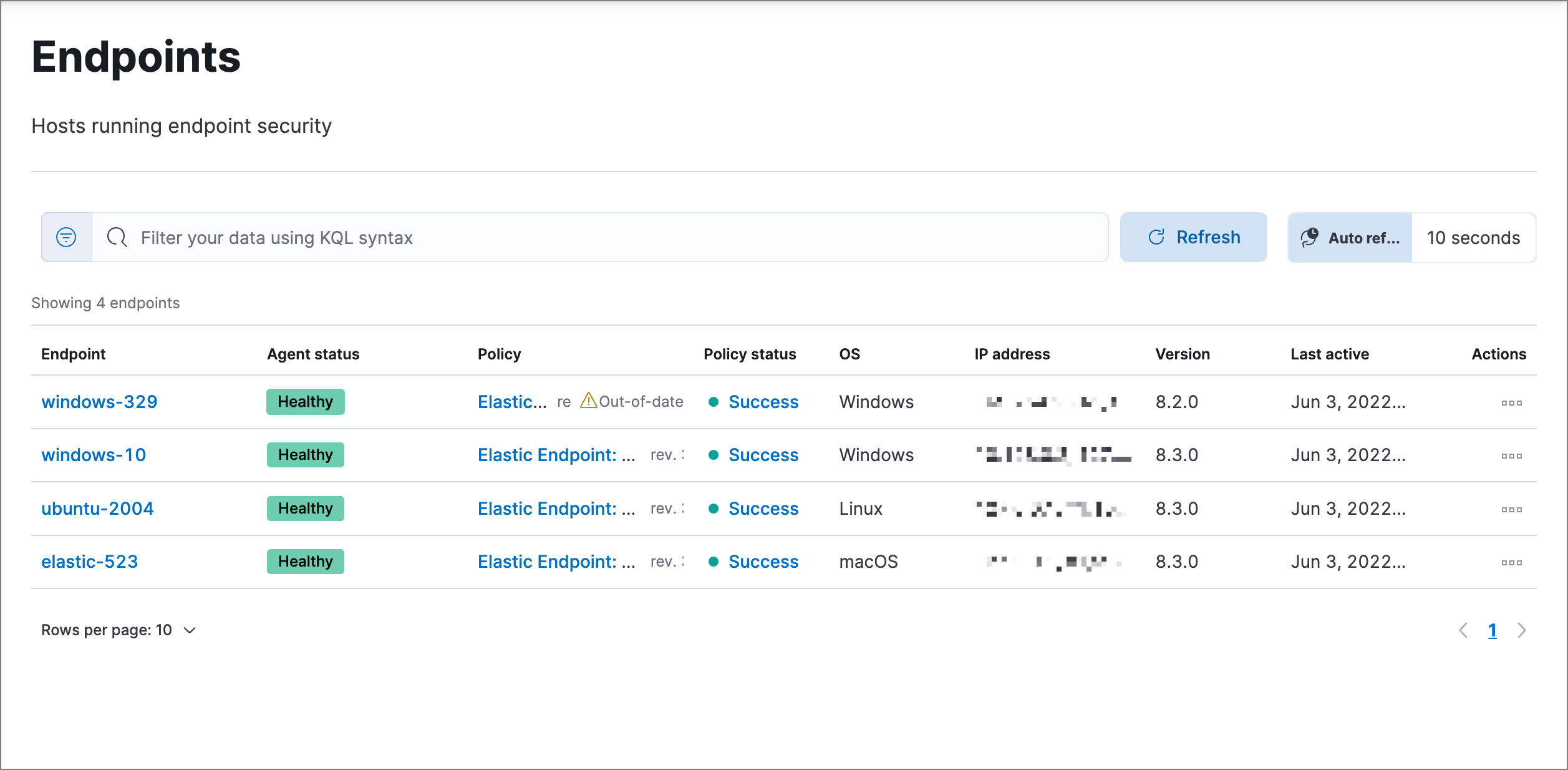 Endpoints page