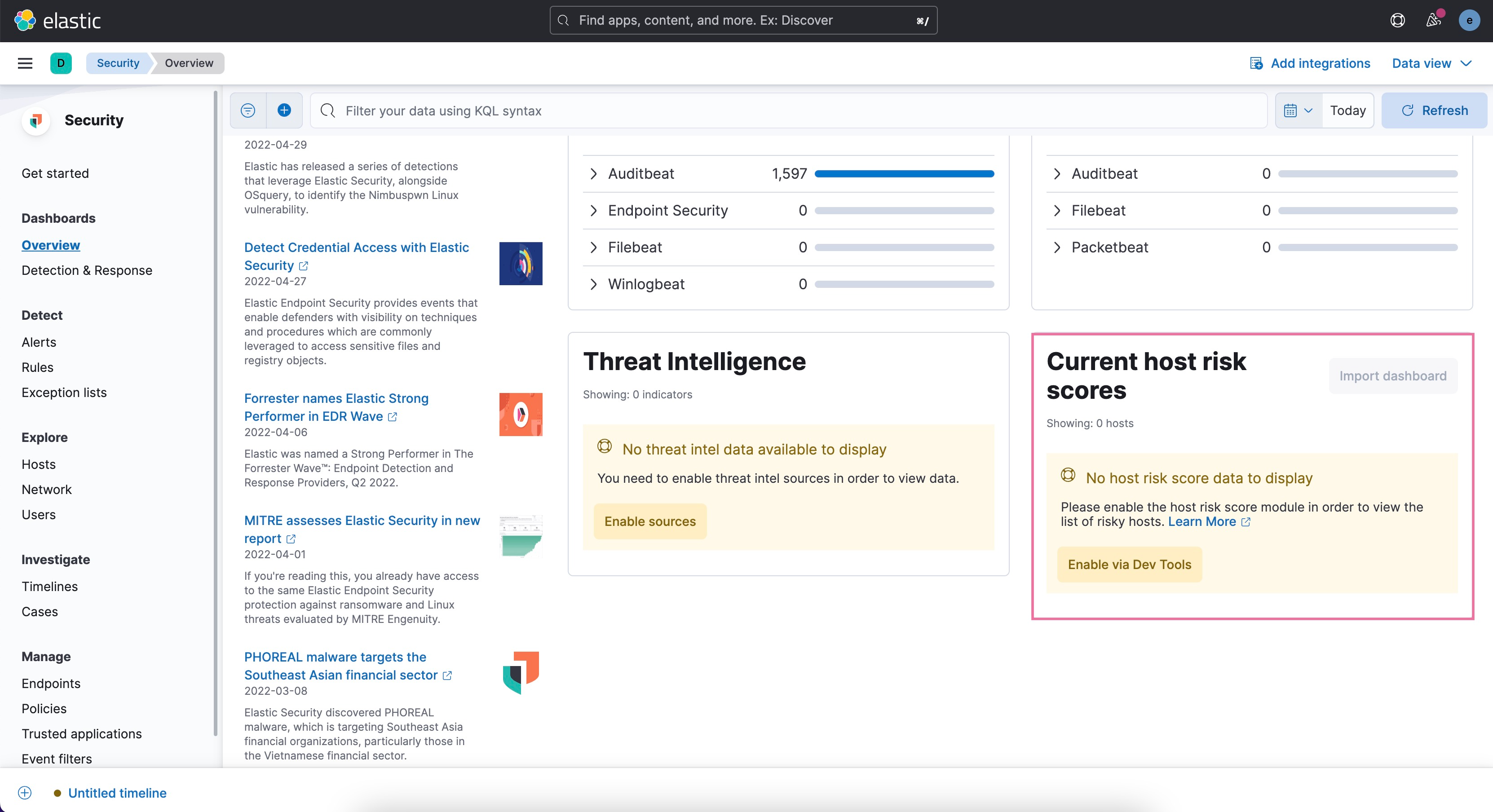 host risk score enable dev tools