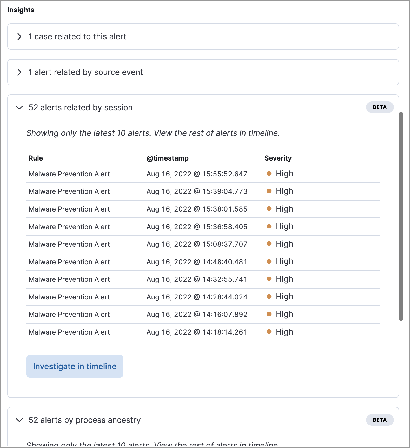 Insights section in Alert details flyout