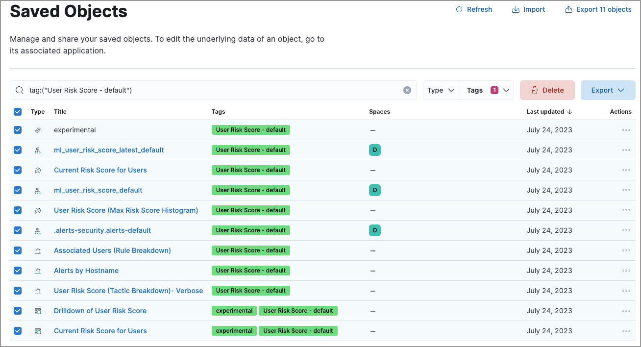 Delete user risk score saved objects