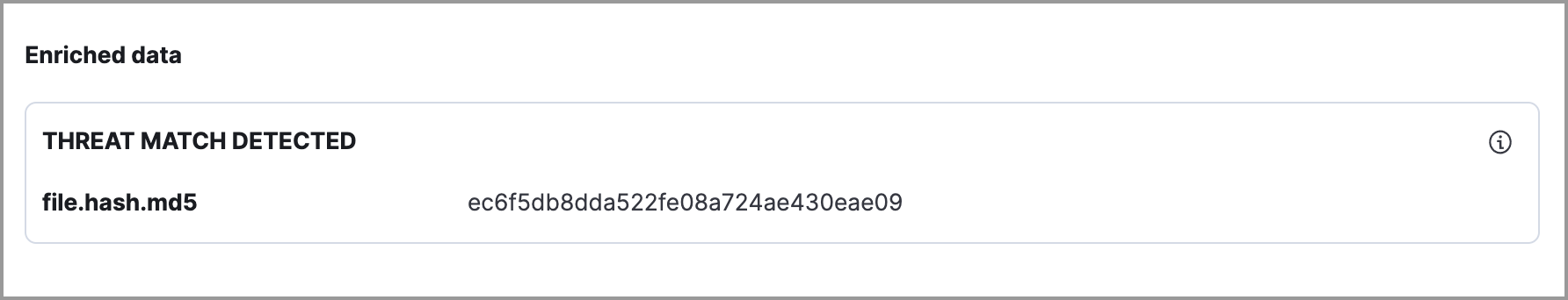 Threat Match Detected subsection with matched file hash