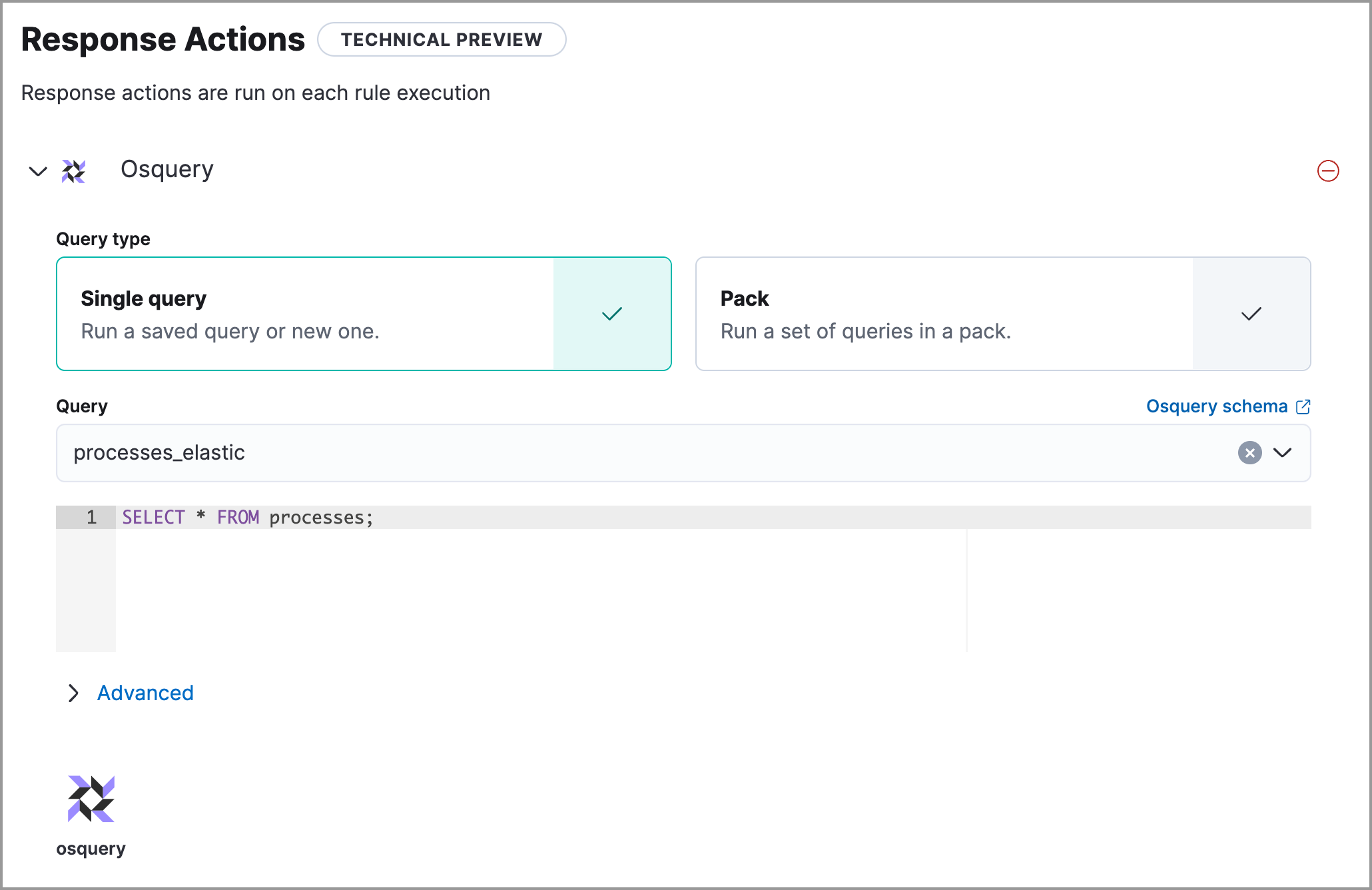 Shows how to set up a single query