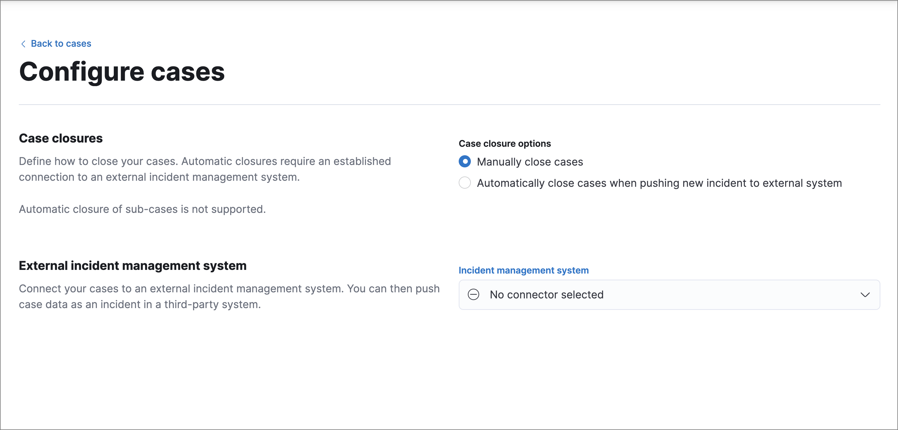 Shows the page for creating connectors