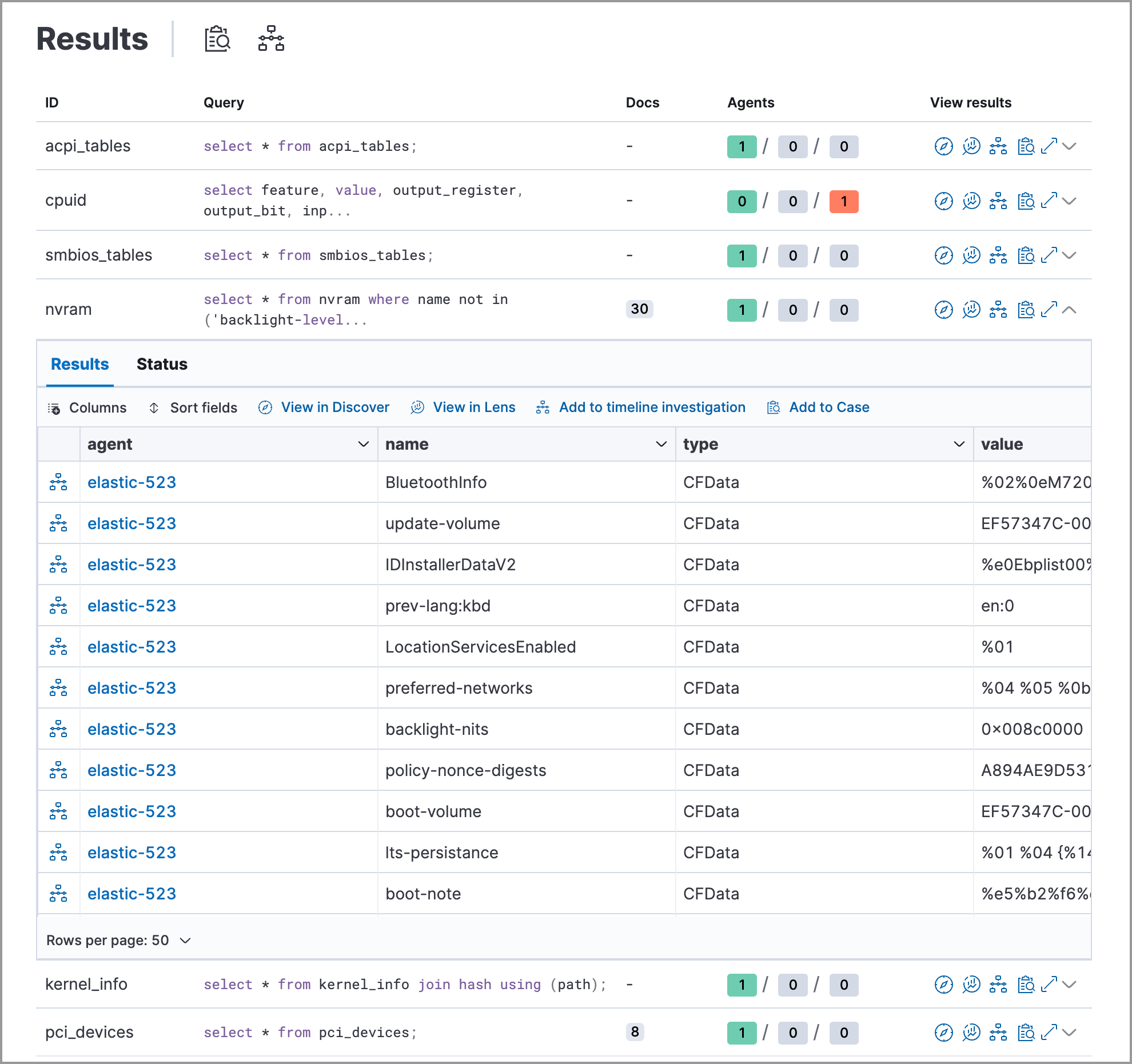 pack query results