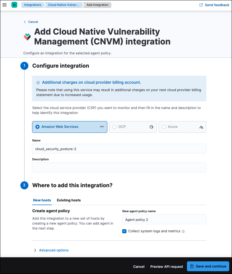 The CNVM integration setup page