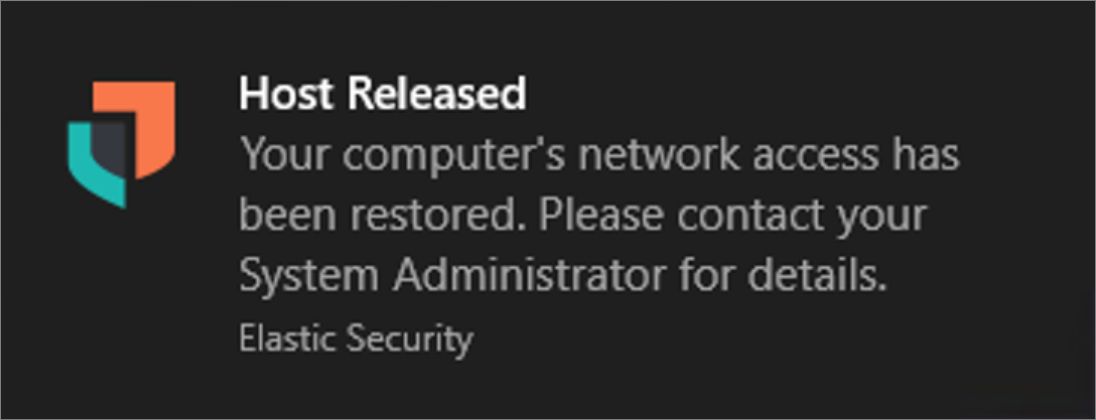Host released notification message