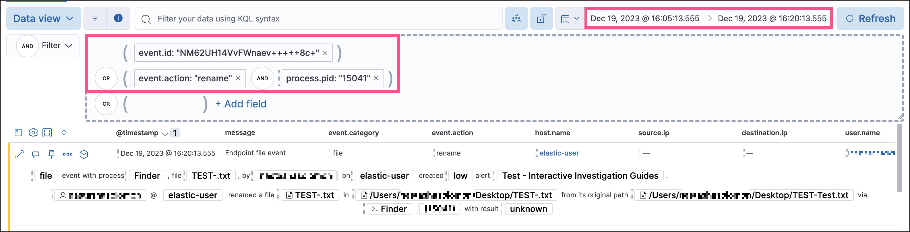 Timeline query