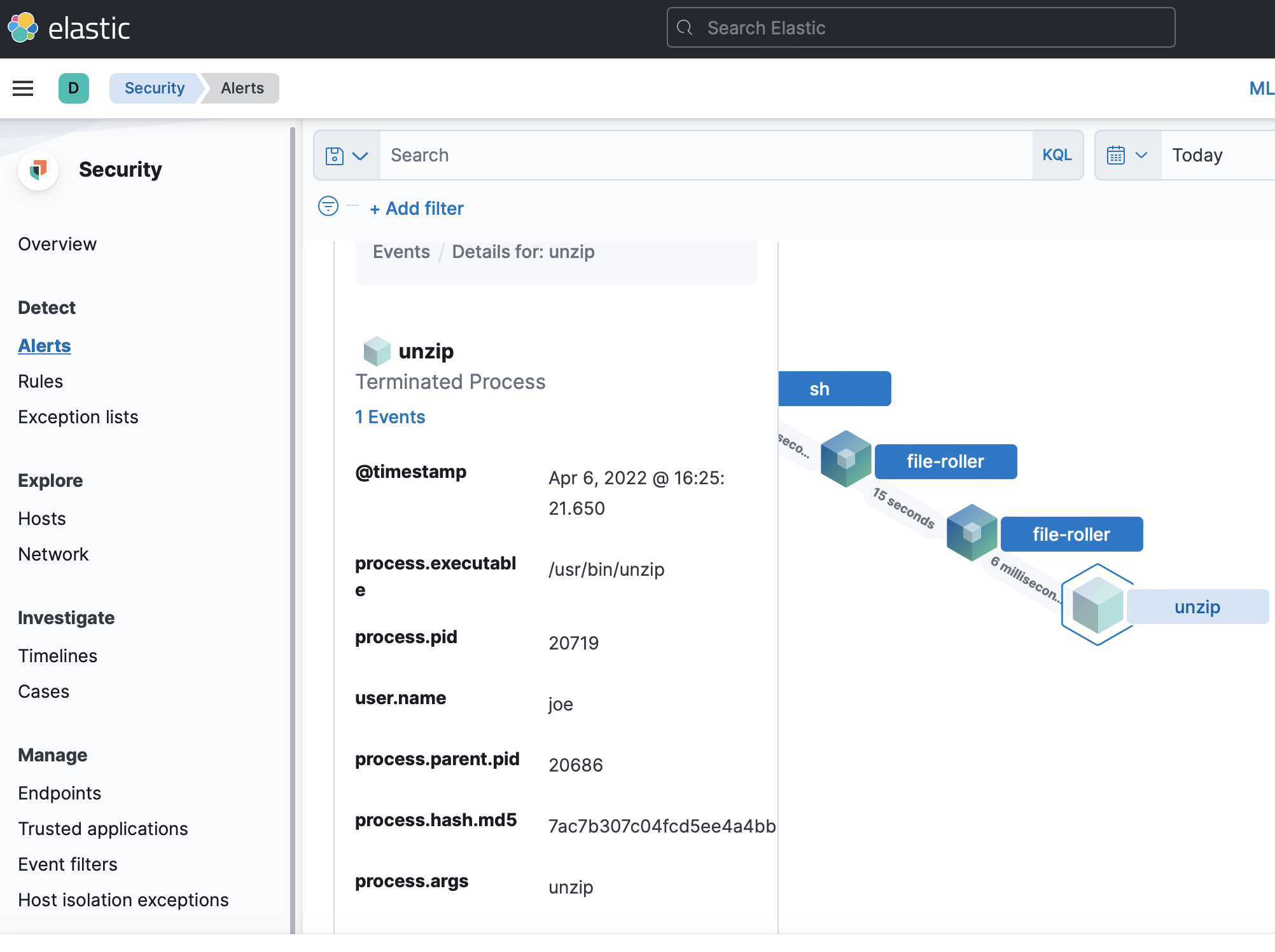 Kibana endpoint alert details