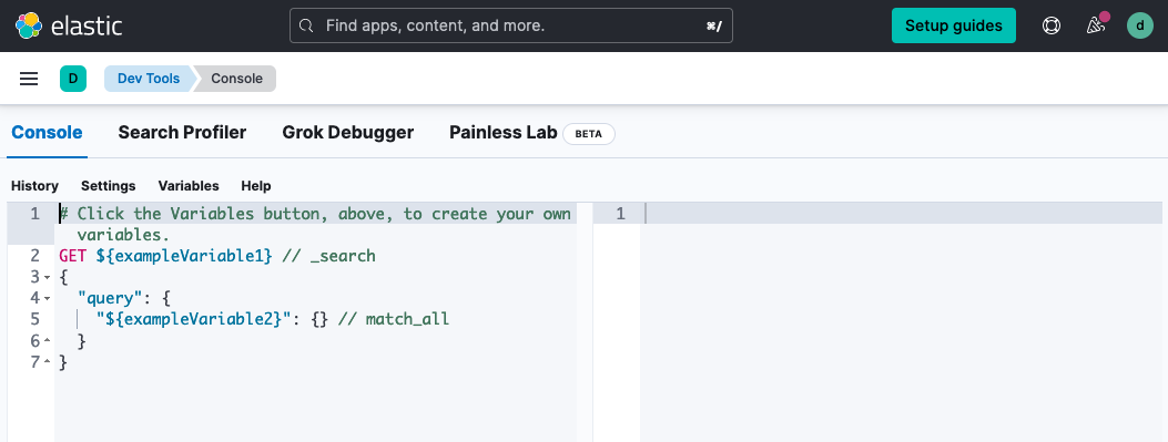 Kibana Console page