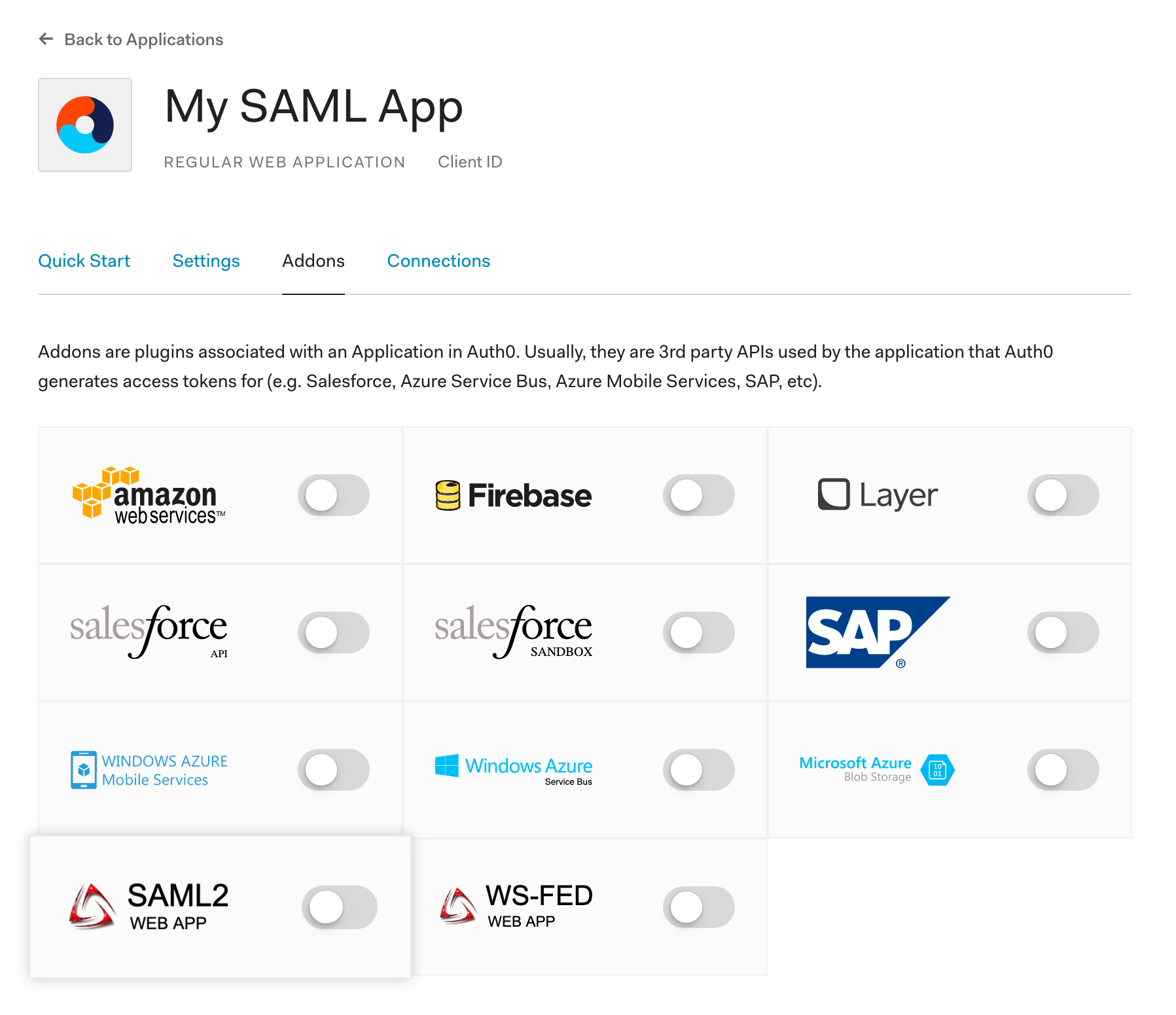 Turning on SAML 2.0 in Auth0