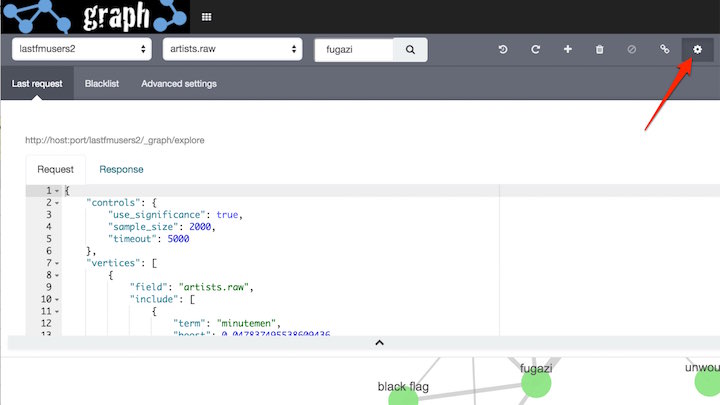 Viewing the last request in the Kibana Graph UI