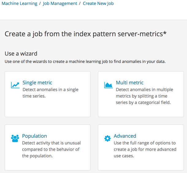 Job creation wizards in Kibana