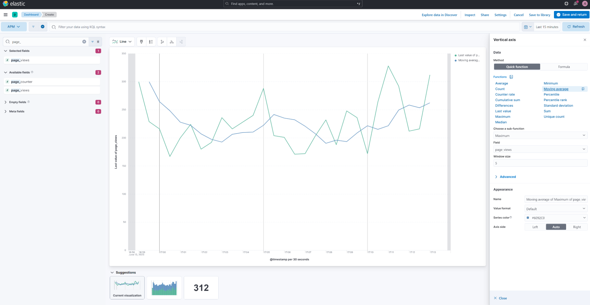 Using Elastic Kibana Lens to analyze APM telemetry on various measures