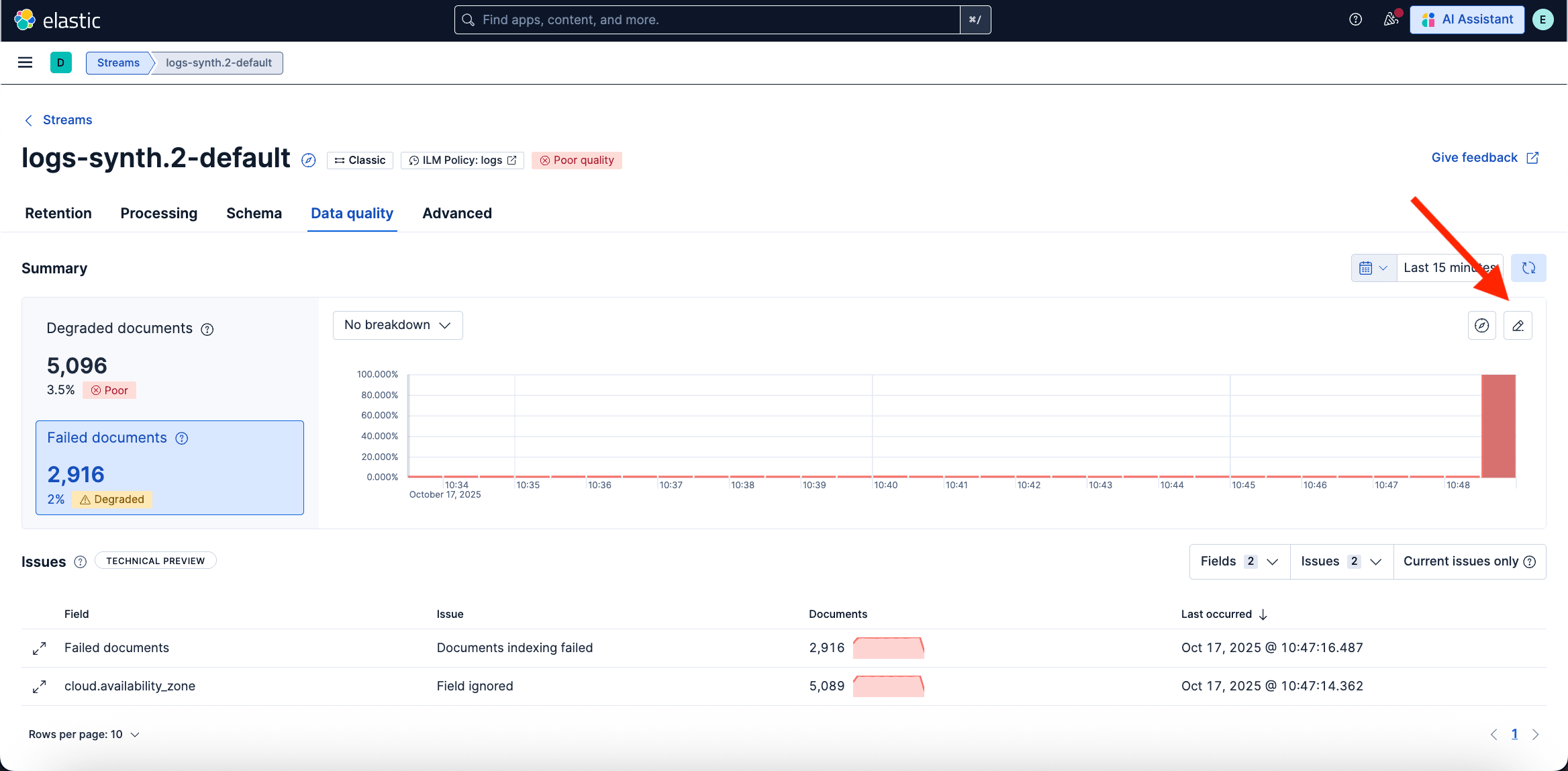 Edit failure store button