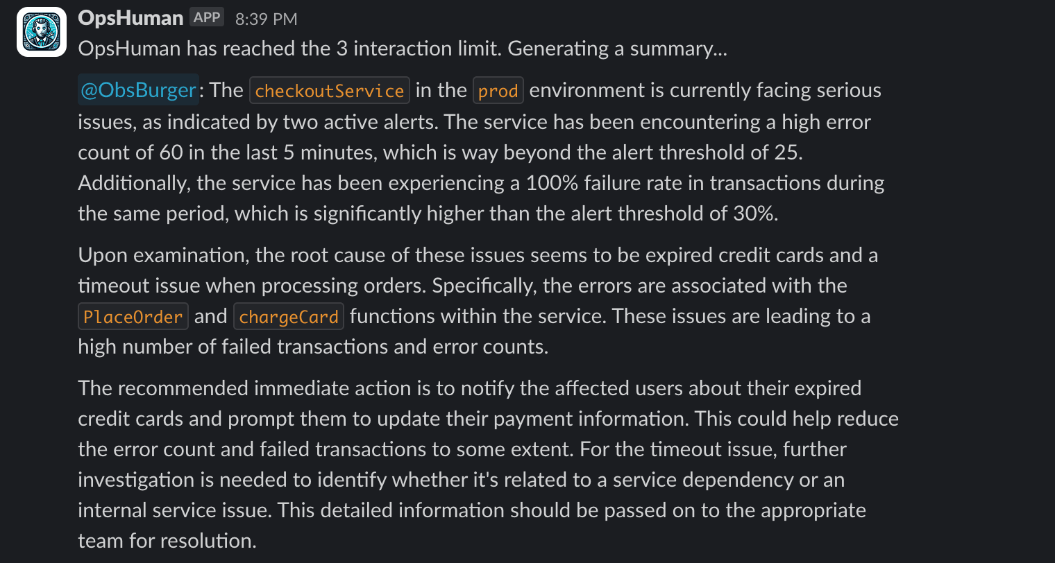 Level One, OpsHuman, summarizing the investigation