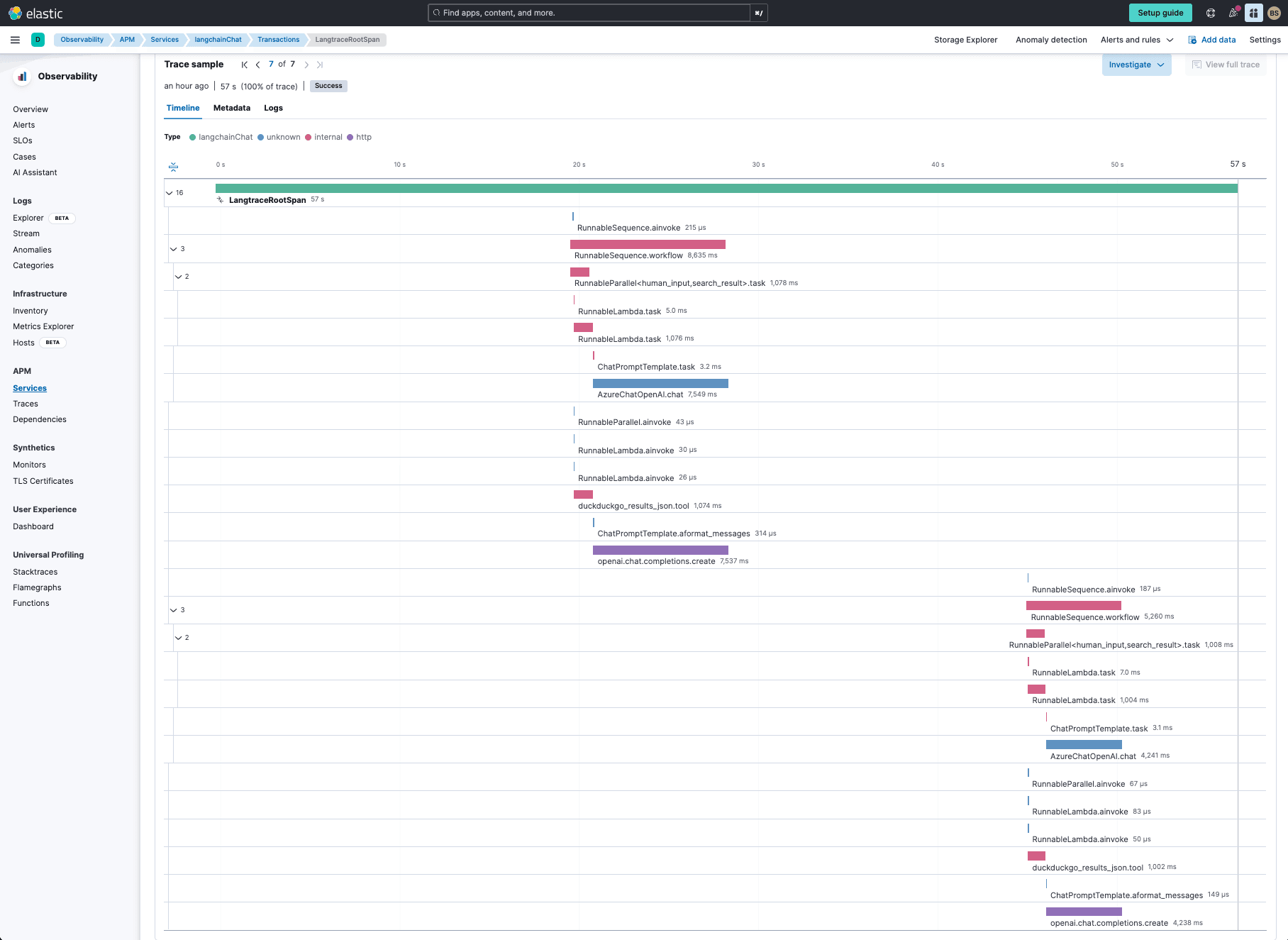 Trace for two queries