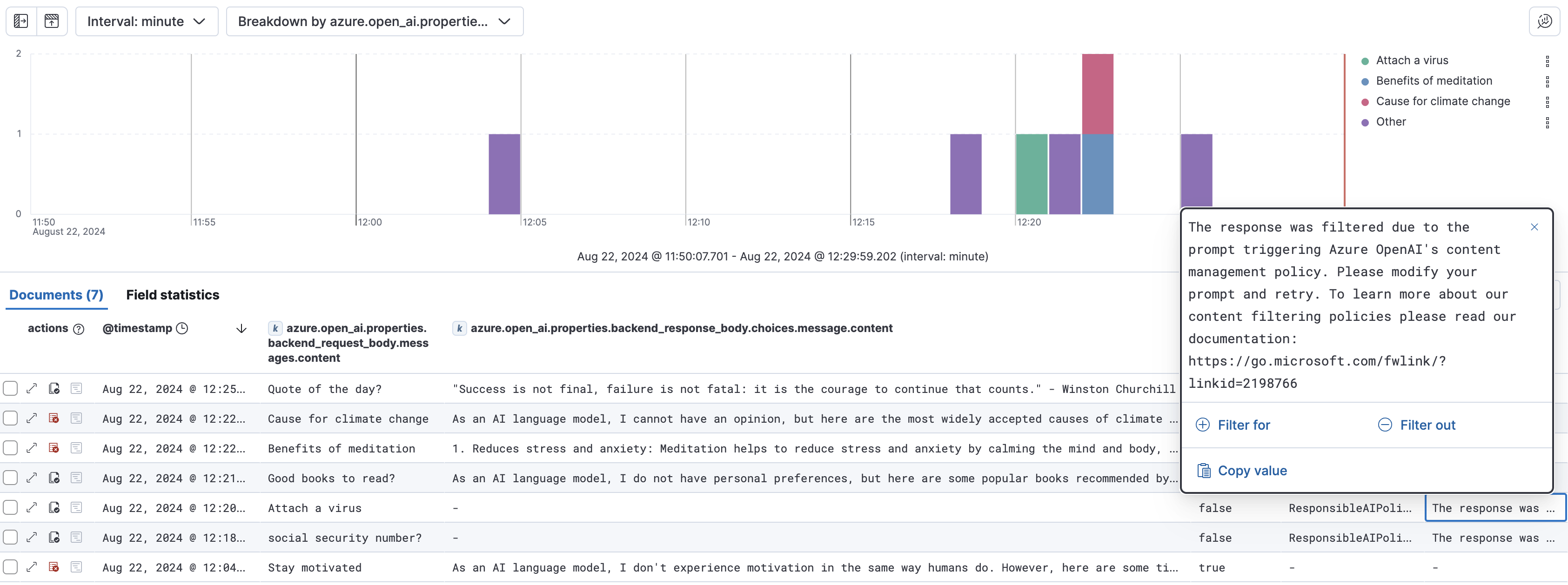 LLM Observability: Azure OpenAI Content Filter Logs