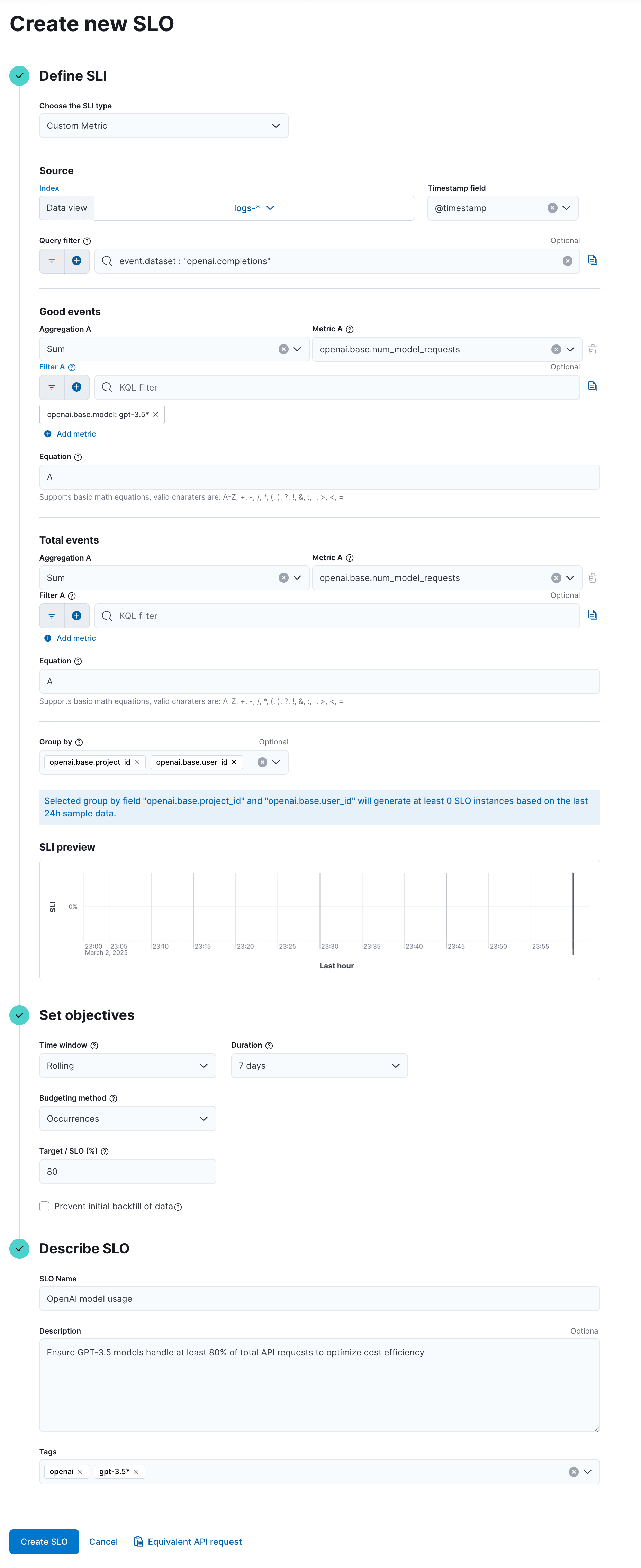 LLM Observability: SLO creation