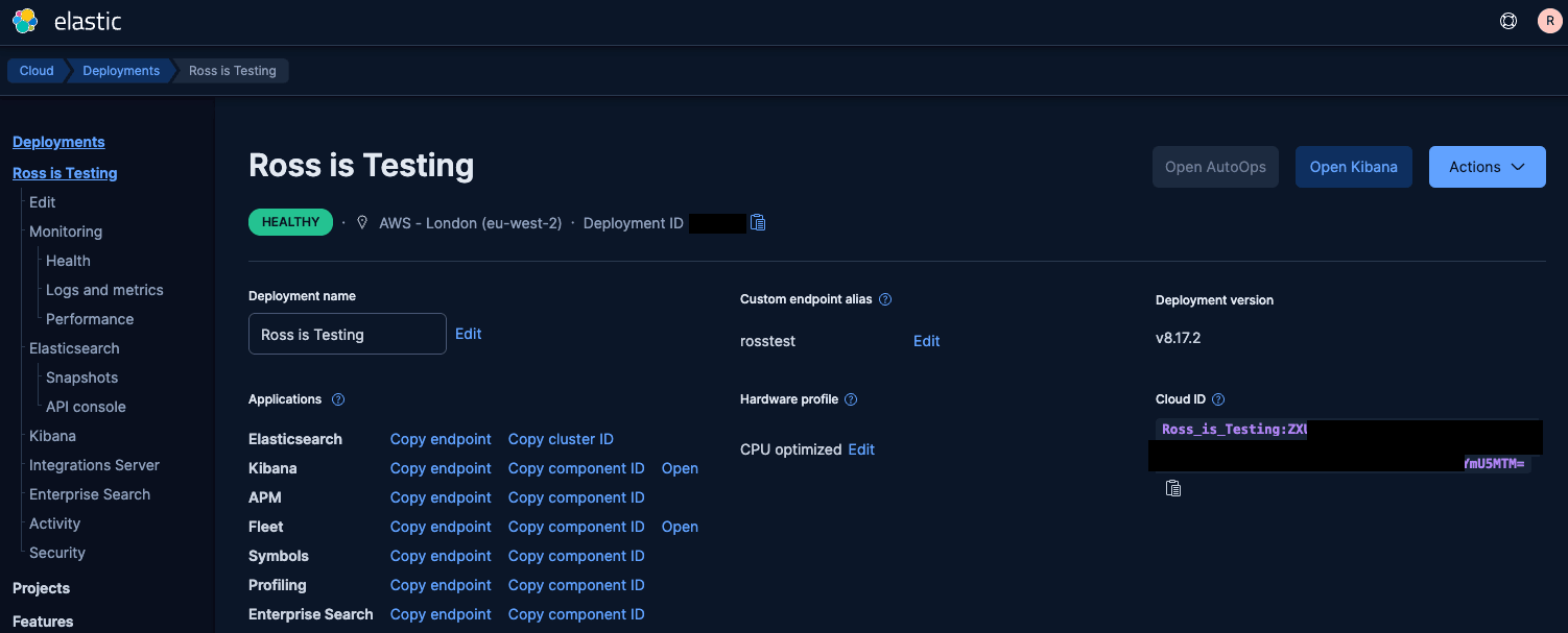Deployment overview screen