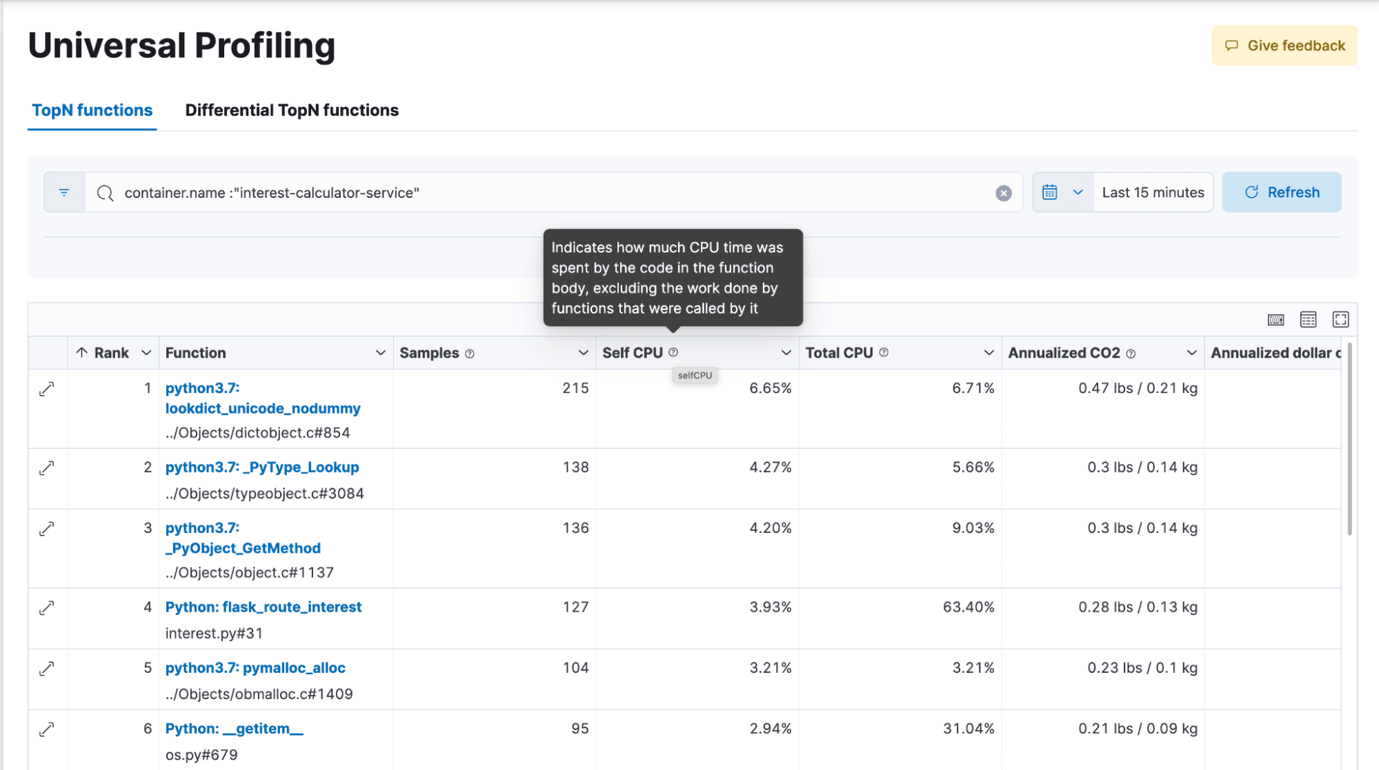 TopN functions page