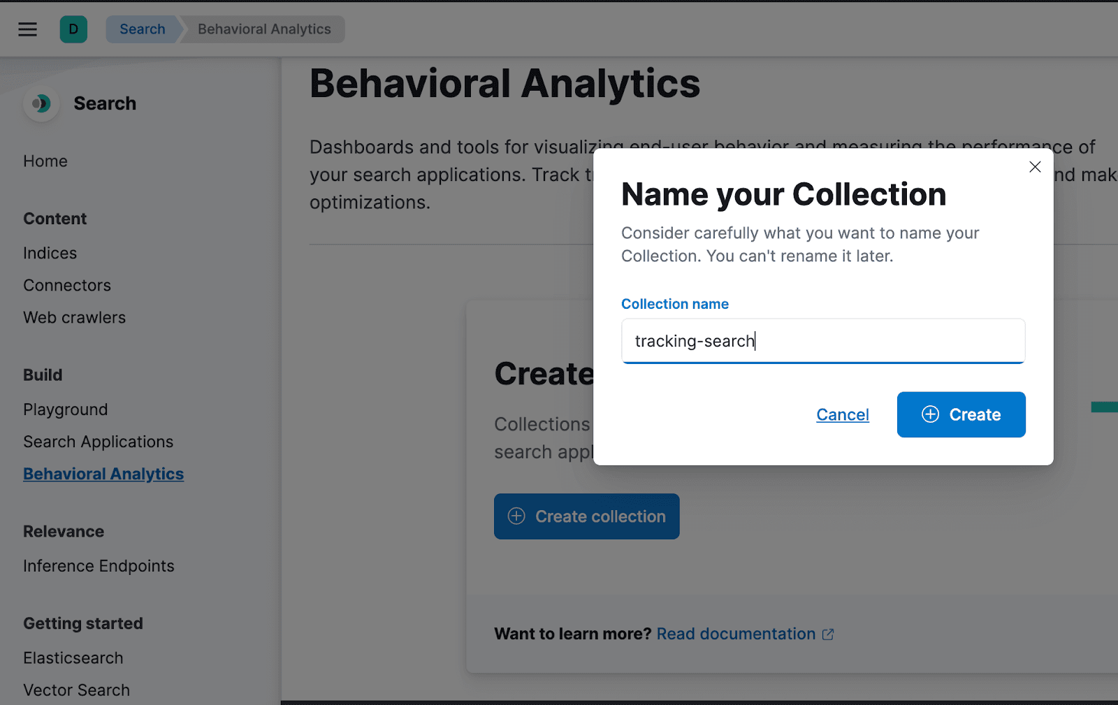 Behavioral analytics - naming your collection