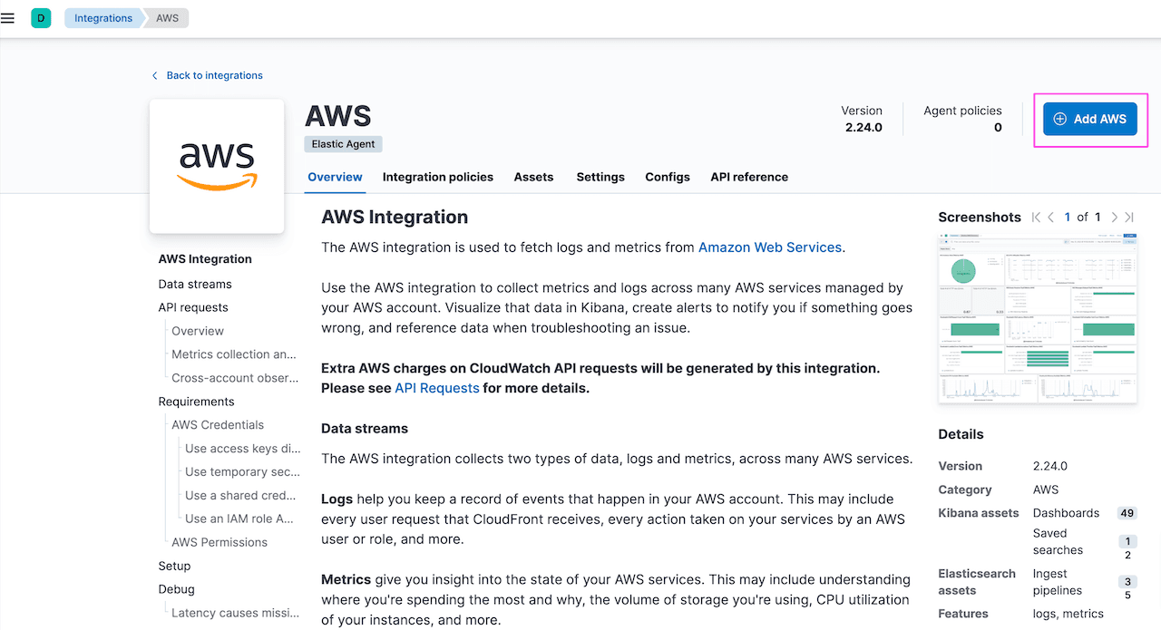 aws vpc flow elastic agent aws integration install 1