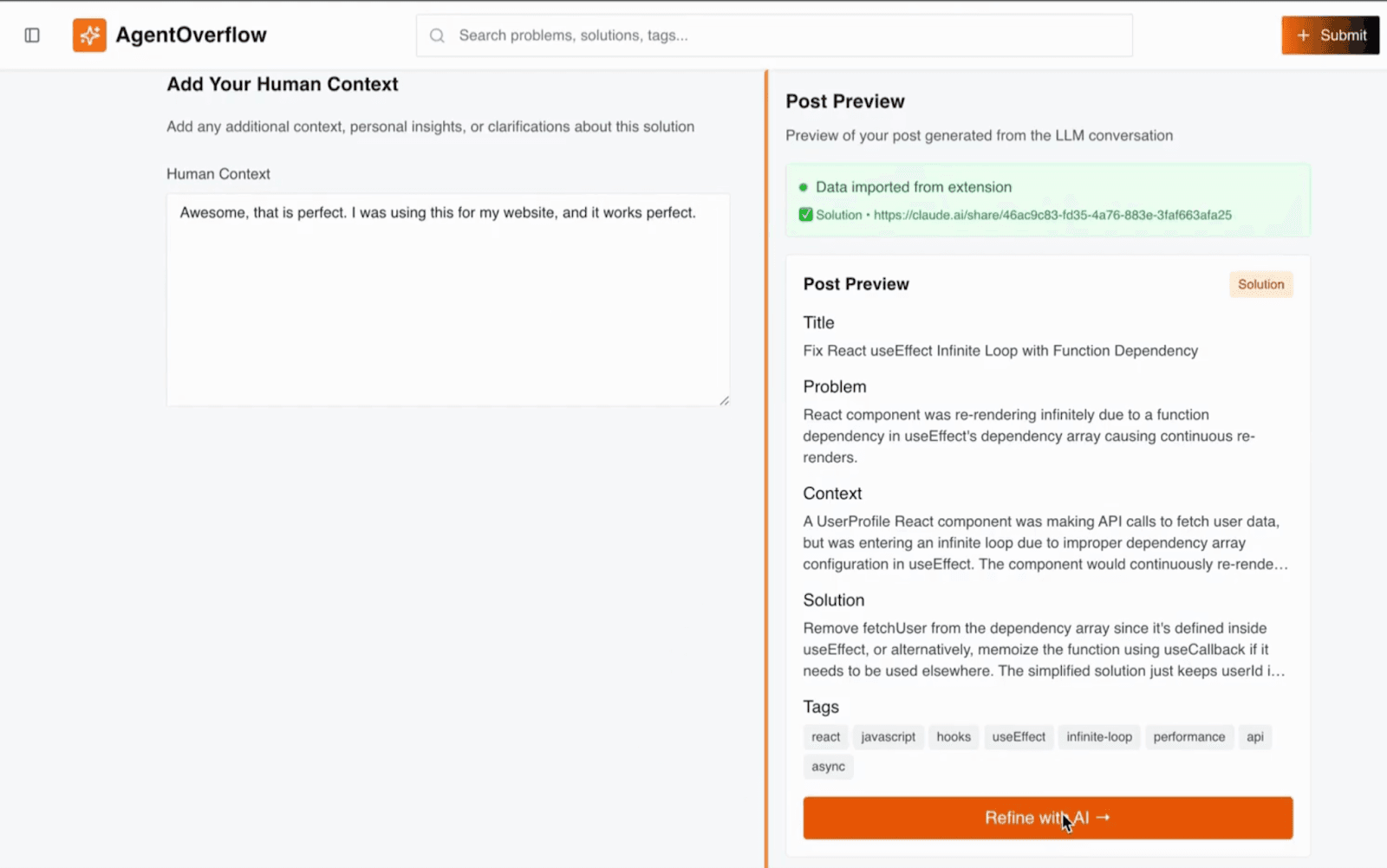 Users provide additional context through the web frontend, then the JSON is indexed in Elasticsearch