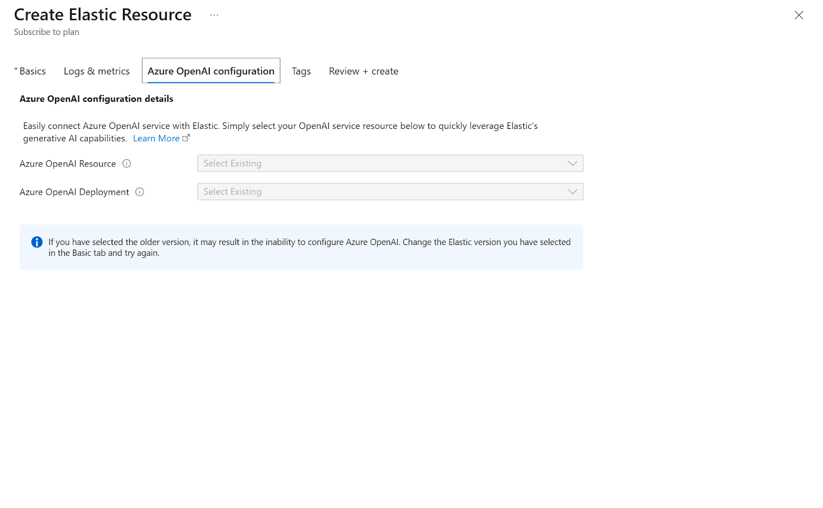 How to configure OpenAI details in an Elastic Resource.