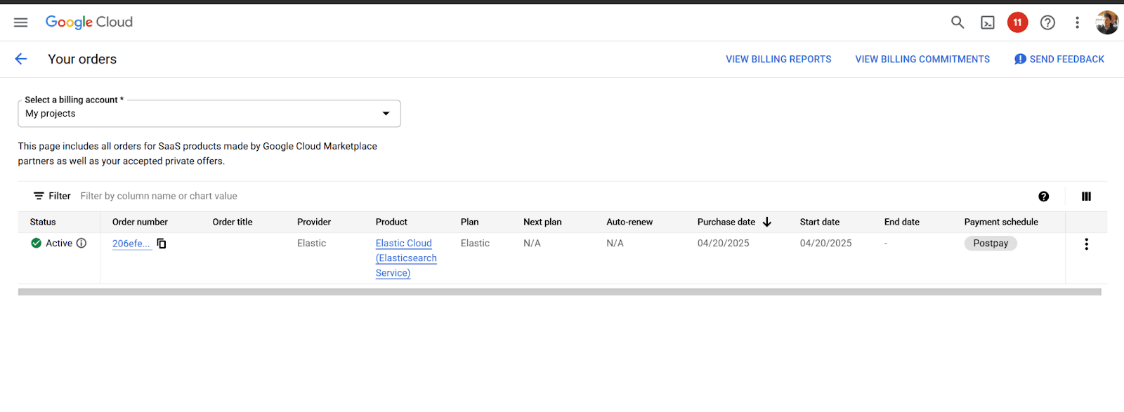 Elastic billing on Google Cloud Marketplace
