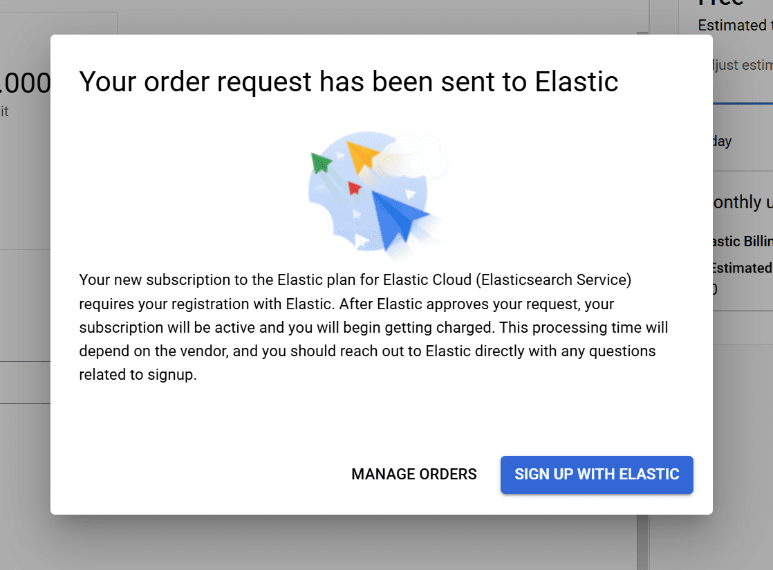 placing order for Elastic on GCP Marketplace