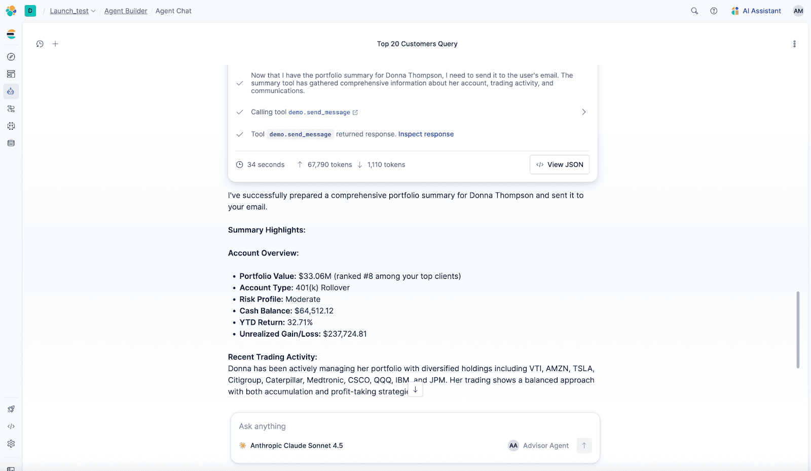 AI agent has been created with Elastic Agent Builder