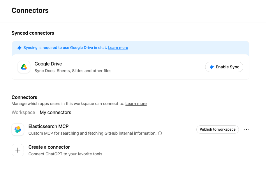Saving the custom MCP connector by clicking create
