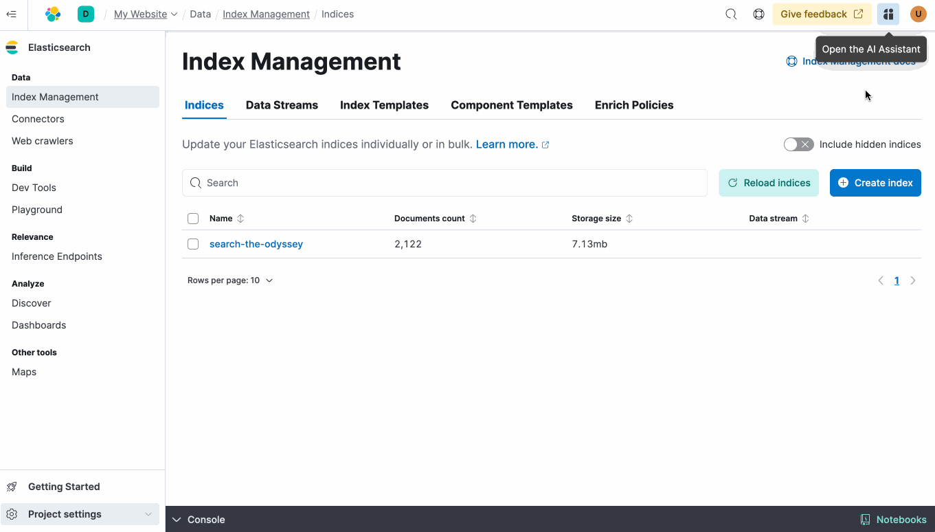 elastic assistant in Elasticsearch Serverless
