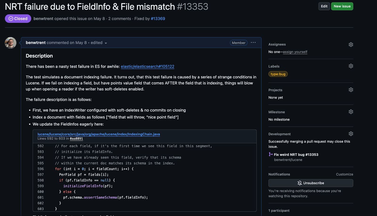 Github issue https://github.com/apache/lucene/issues/13353