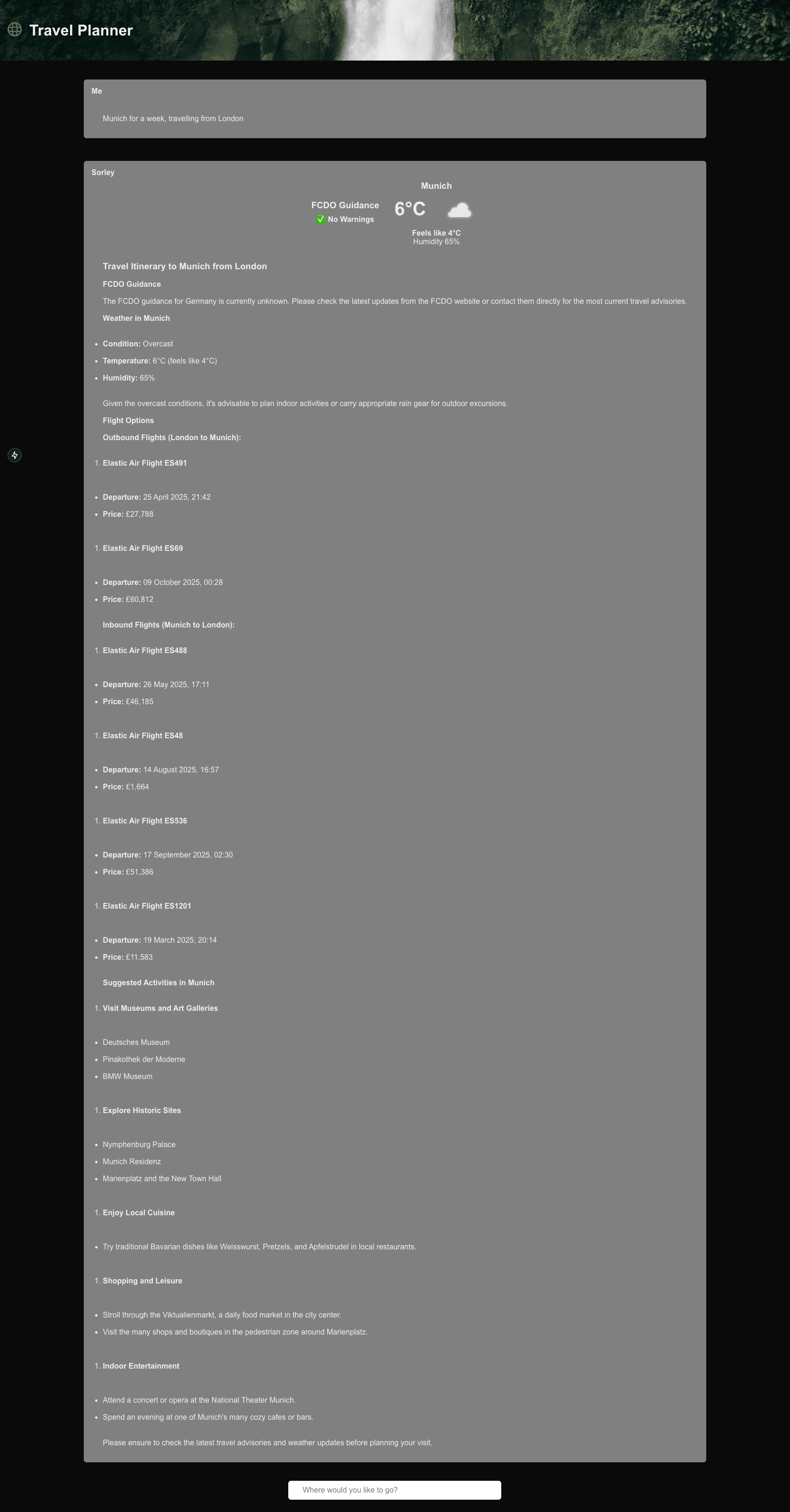 AI agent example: Travel Planner