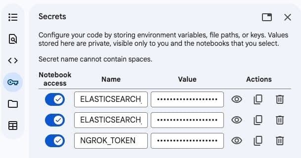 Adding secrets to Google Collab