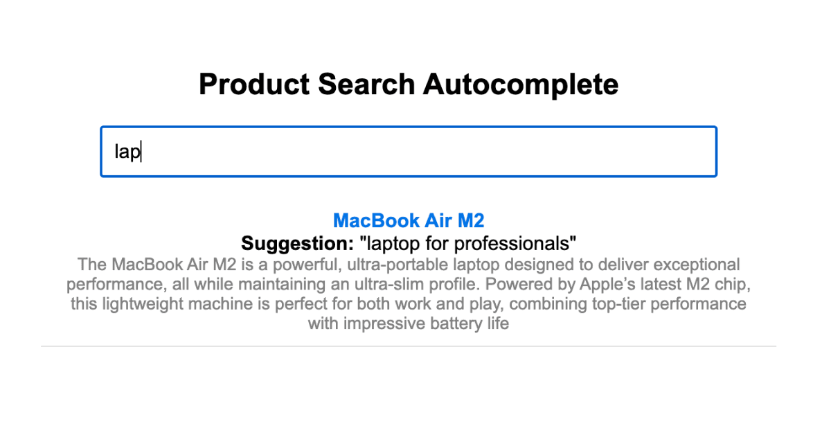 How to build autocomplete feature on search application automatically using LLM generated terms