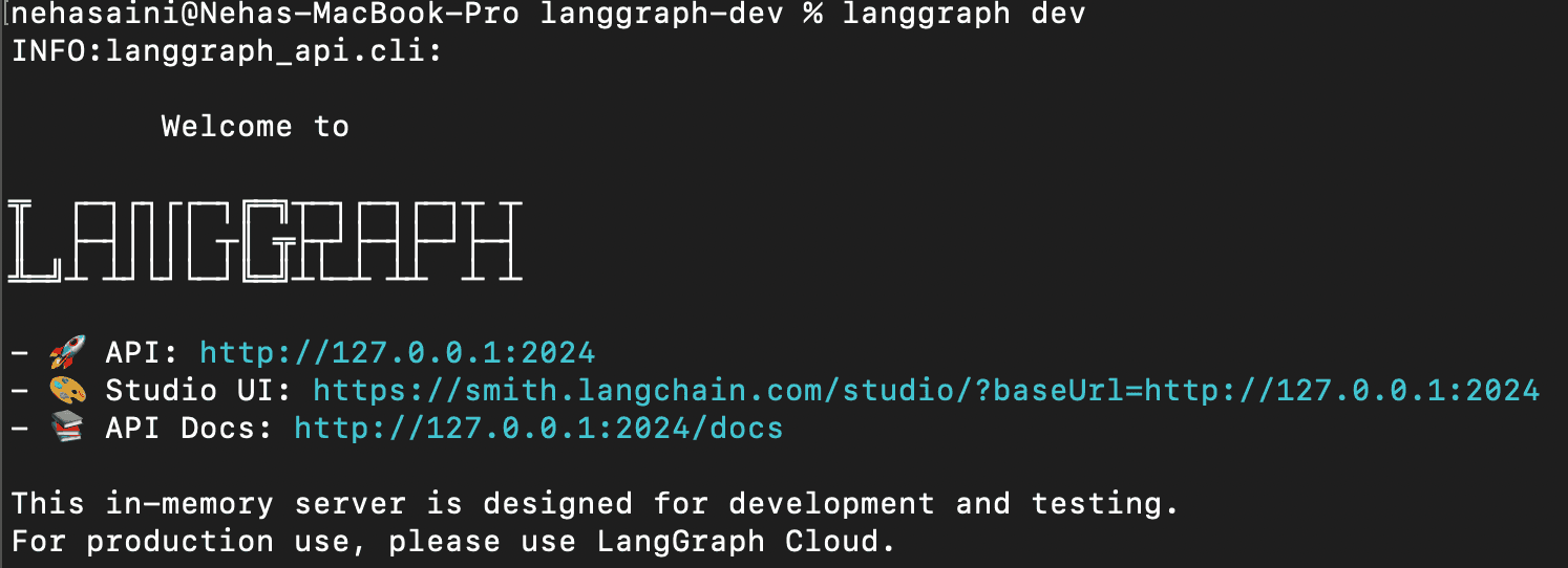 LangGraph API server running successfully.