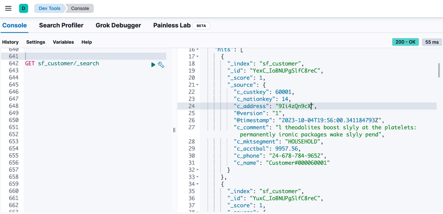 Output snowflake to elasticsearch